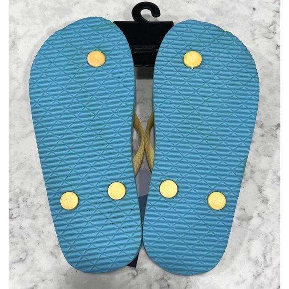 Boys Teal & Yellow Cool Dude Chatties Flip Flops Size 11/12 - Picture 2 of 2